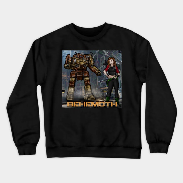 Behemoth and her SHD-2H Shadowhawk Battlemech Crewneck Sweatshirt by Oswald's Oddities